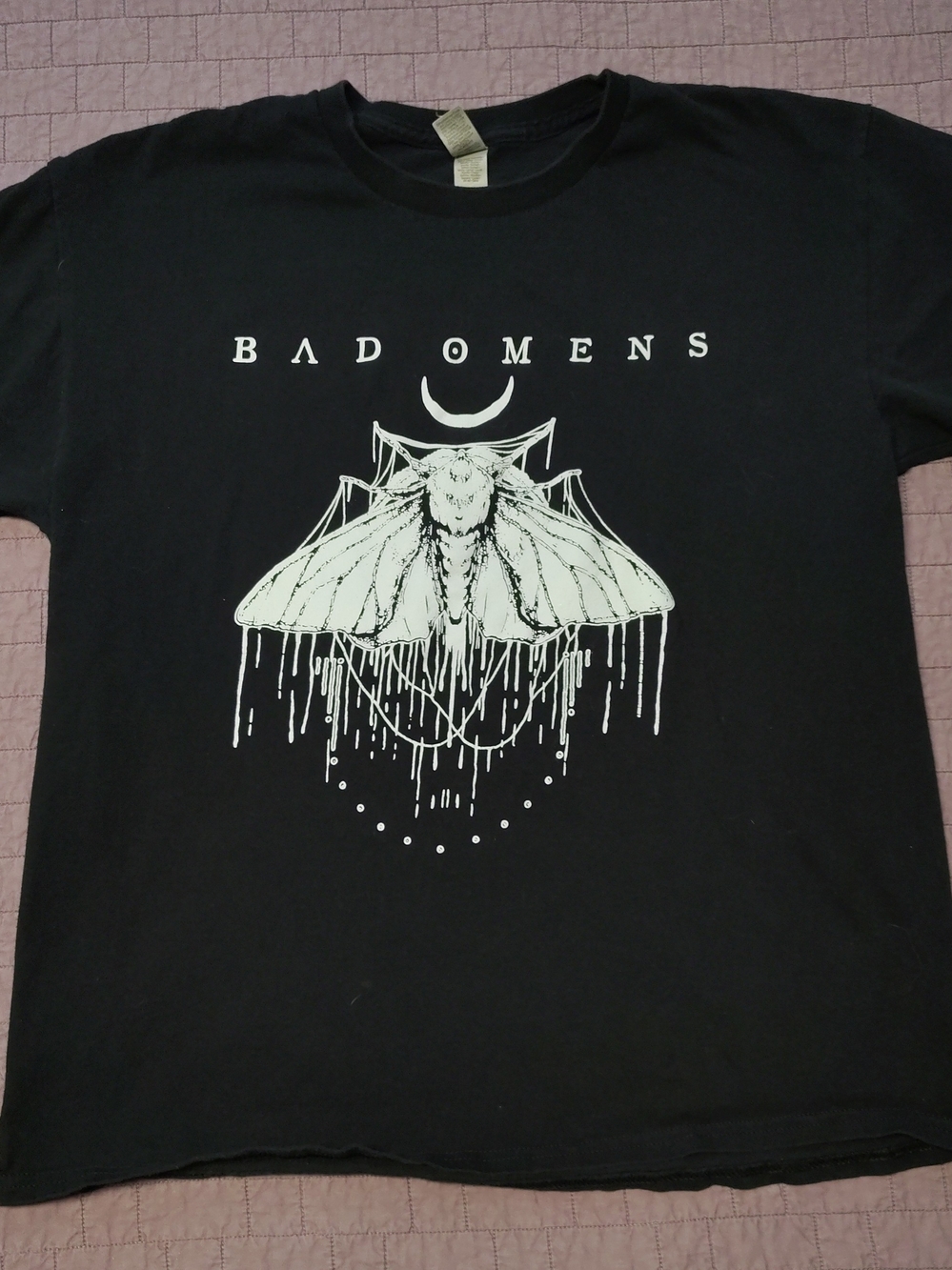 Bad Omens Band T Shirt Mens Large Black Moth Flash Sheet Just Pretend Metalcore